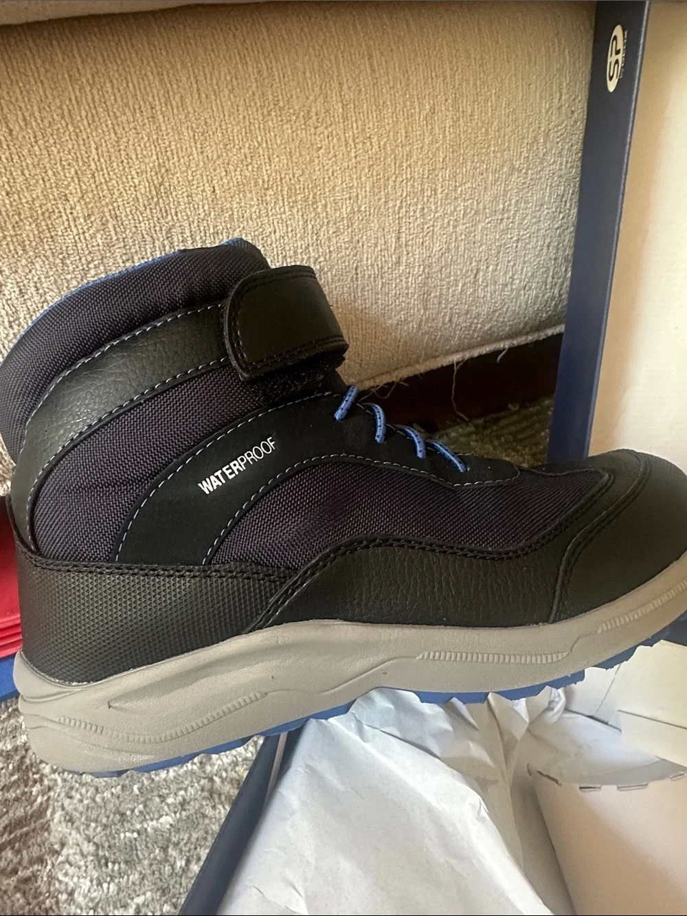 Boys Geox Black and Royal Blue J.N. Alaska Boots - NIB
